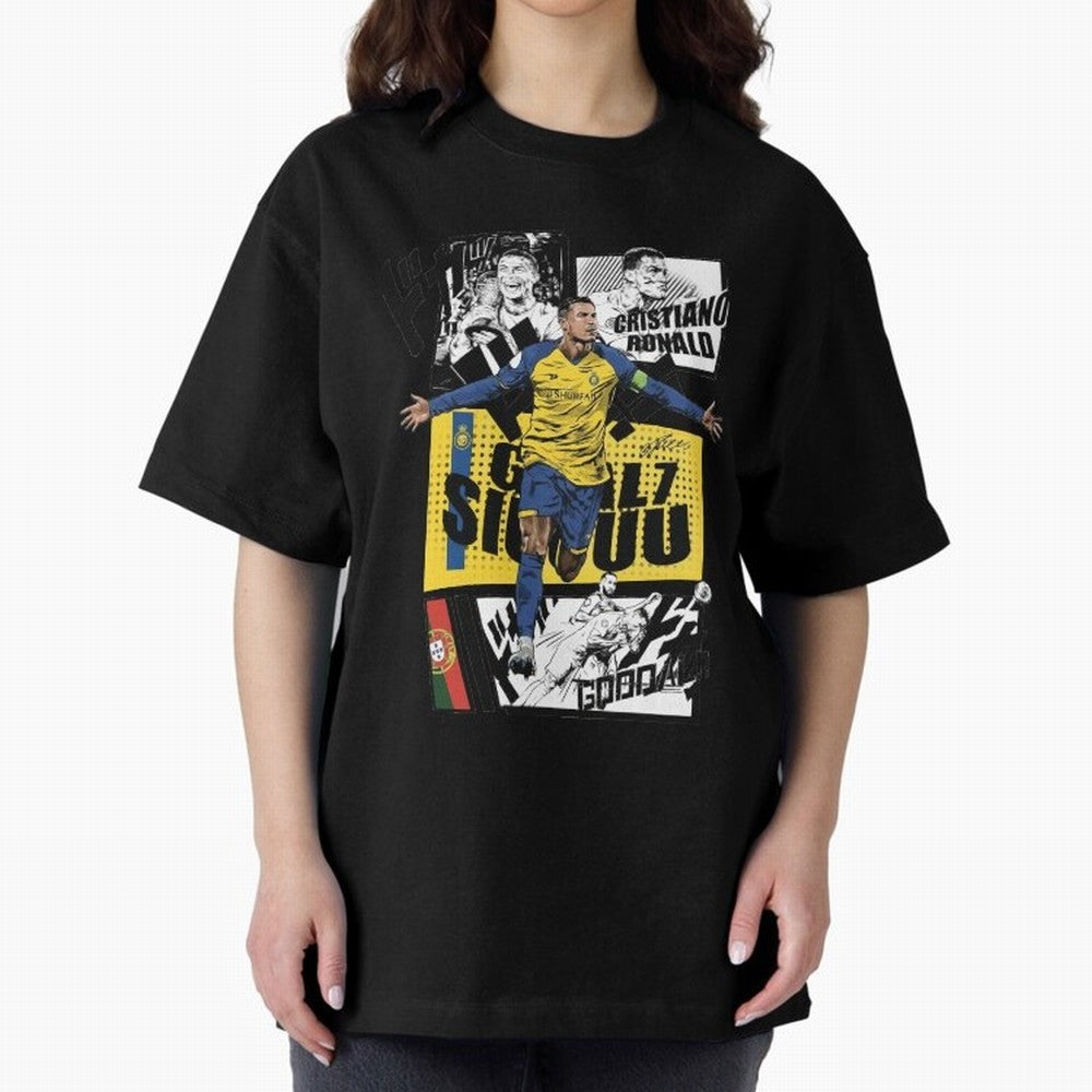 Cristiano Ronaldo CR7 Scorer Oversized T-Shirt Bring FIFA World Cup 2026 USA Canada Mexico Spirit, Made for England, Haaland, Vintage Soccer Flavor, Modern Football Stars, National Flags and Final Night Emotion; Made for Collectors Who Enjoy Iconic