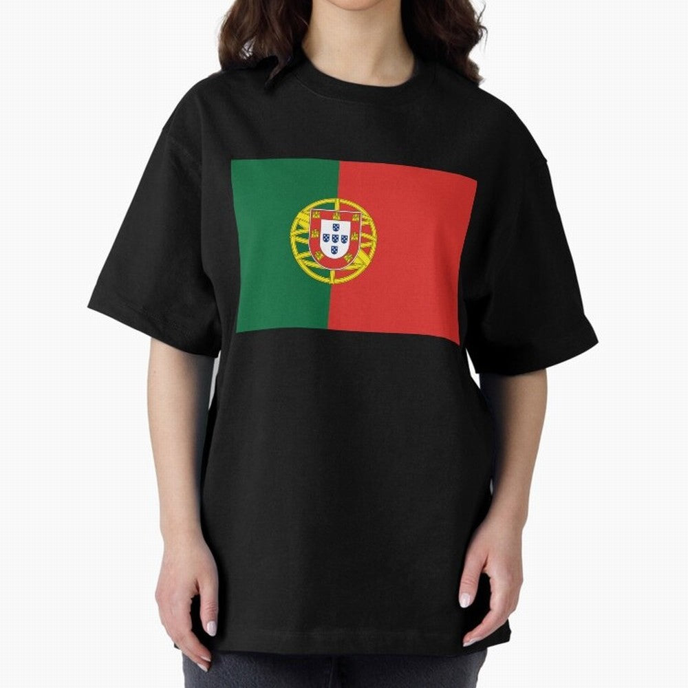 Portugal Flag Oversized T-Shirt Stand with Match Day Hype around FIFA World Cup 2026, Messi and Cristiano Ronaldo, Netherlands, Match Day Excitement, Supporter Culture, Golden Goals and Global Football Passion; Perfect for Supporters Who Want Bold