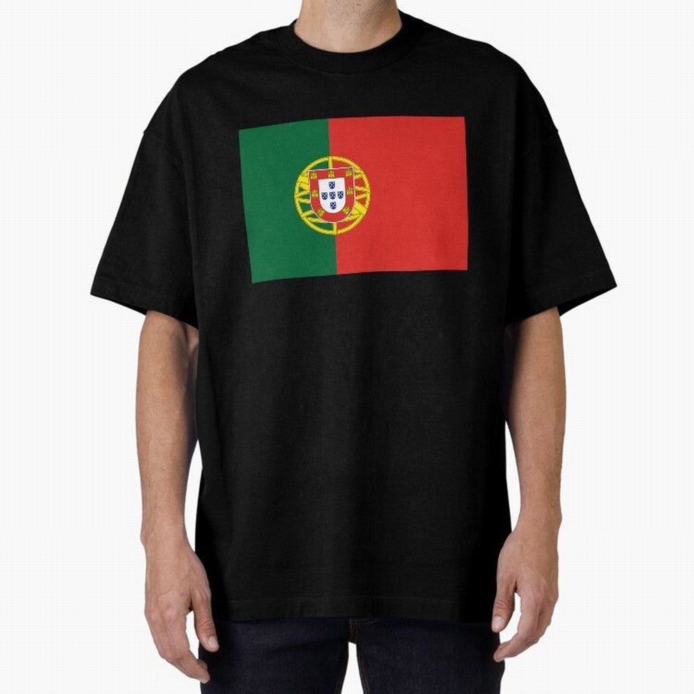 Portugal Flag Oversized T-Shirt Stand with Match Day Hype around FIFA World Cup 2026, Messi and Cristiano Ronaldo, Netherlands, Match Day Excitement, Supporter Culture, Golden Goals and Global Football Passion; Perfect for Supporters Who Want Bold