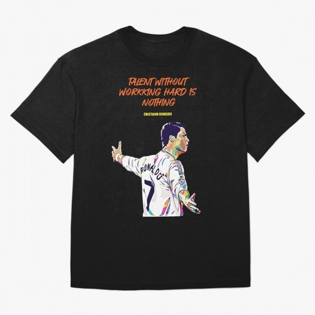 Cristiano Ronaldo Motivational Quote Oversized T-Shirt Bring Retro Soccer Energy to the FIFA World Cup 2026 Journey through Messi, Neymar and Mbappe Highlights, Argentina and Brazil Pride, Fan Favorite Moments, National Team Passion, Big Match
