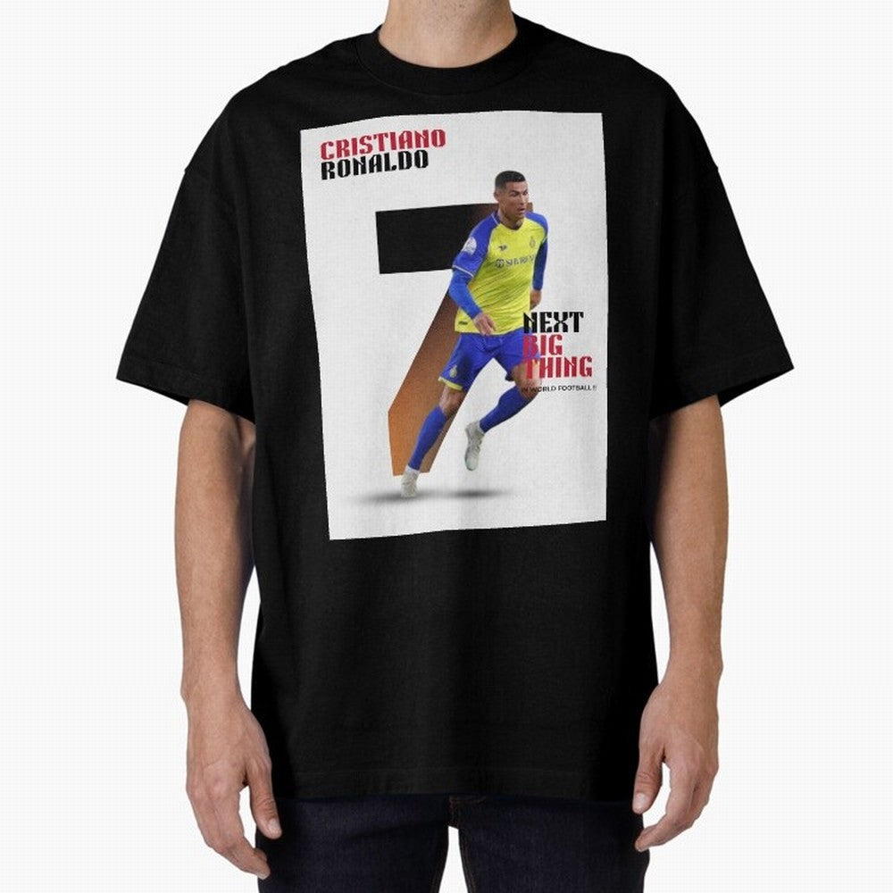Cristiano Ronaldo (CR7) Oversized T-Shirt Represent FIFA World Cup 2026 Spirit, Highlighting Argentina and Brazil, Messi, CR7 and Mbappe, Vintage Soccer Flavor, Modern Football Stars, National Flags and Final Night Emotion; Made for Die Hard