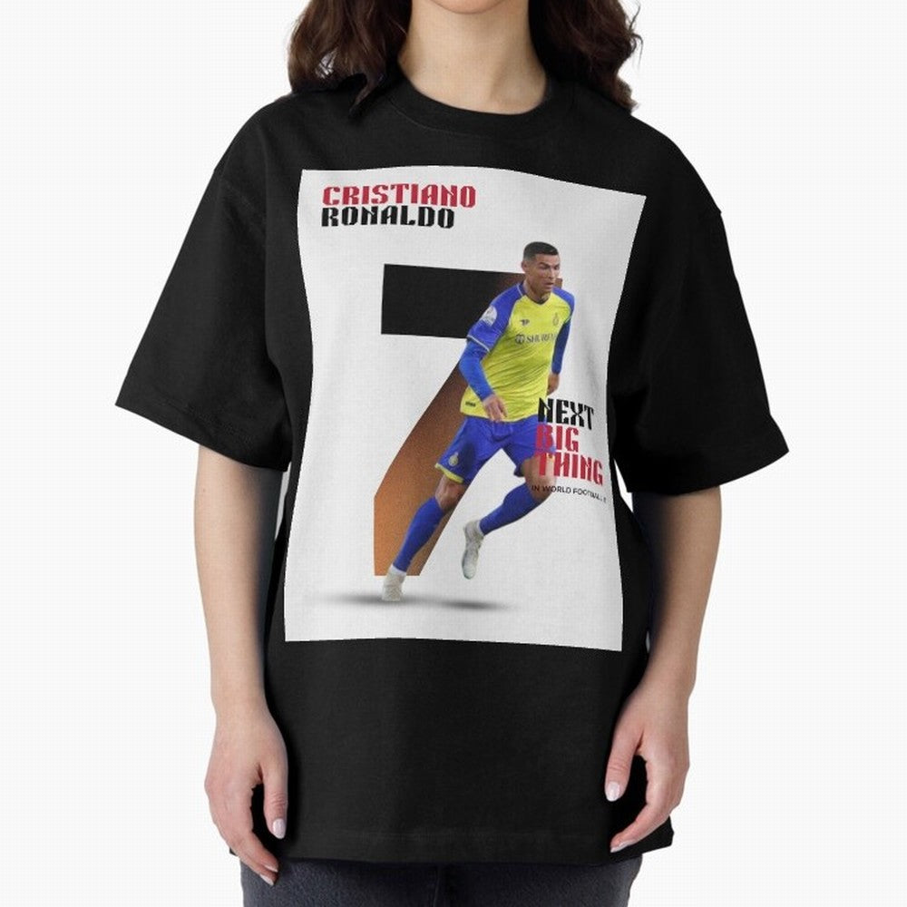 Cristiano Ronaldo (CR7) Oversized T-Shirt Represent FIFA World Cup 2026 Spirit, Highlighting Argentina and Brazil, Messi, CR7 and Mbappe, Vintage Soccer Flavor, Modern Football Stars, National Flags and Final Night Emotion; Made for Die Hard