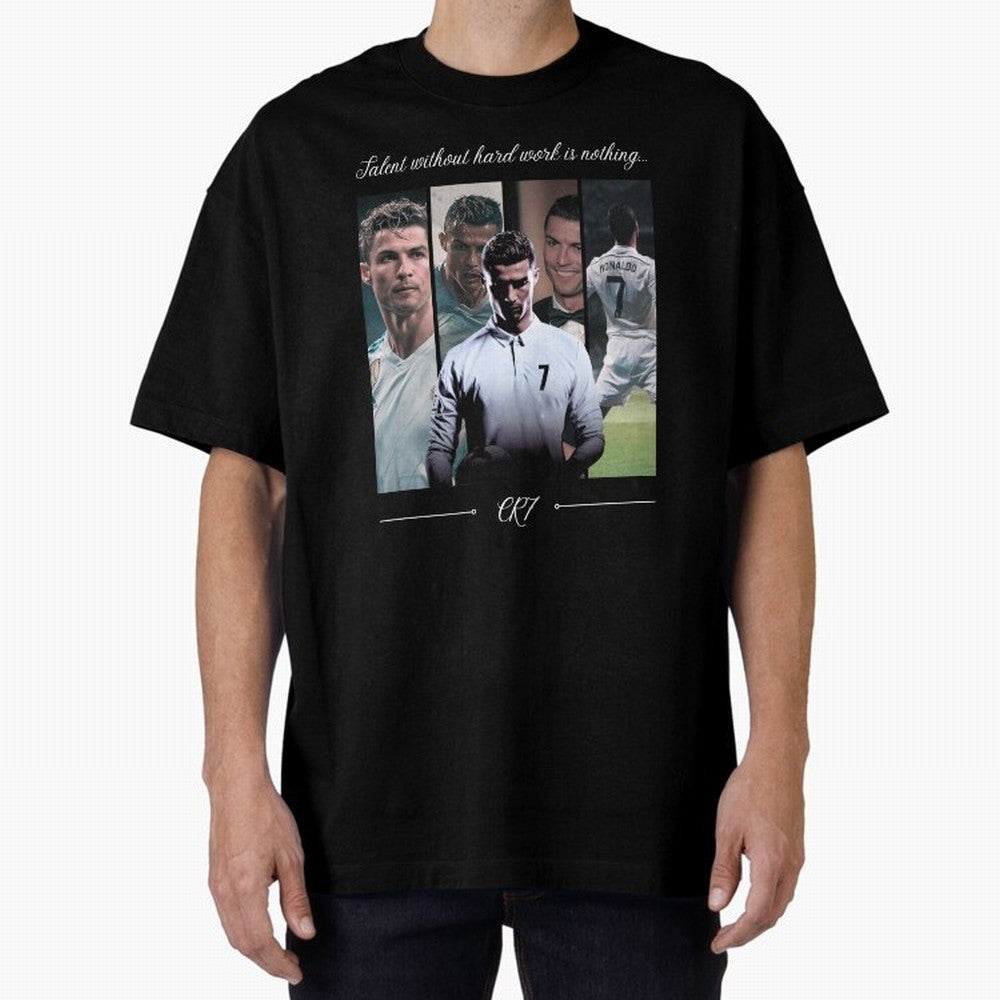 Ronaldo CR7 Oversized T-Shirt Live the Energy of FIFA World Cup 2026 for Fans of Messi, Neymar and Mbappe and Brazil, Portugal and Argentina, Bringing Vintage Soccer Flavor, Modern Football Stars, National Flags and Final Night Emotion; Perfect for