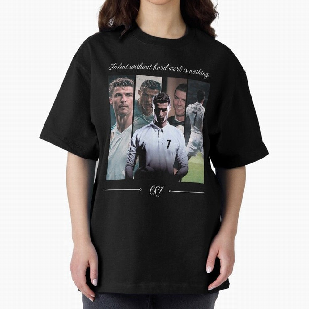 Ronaldo CR7 Oversized T-Shirt Live the Energy of FIFA World Cup 2026 for Fans of Messi, Neymar and Mbappe and Brazil, Portugal and Argentina, Bringing Vintage Soccer Flavor, Modern Football Stars, National Flags and Final Night Emotion; Perfect for
