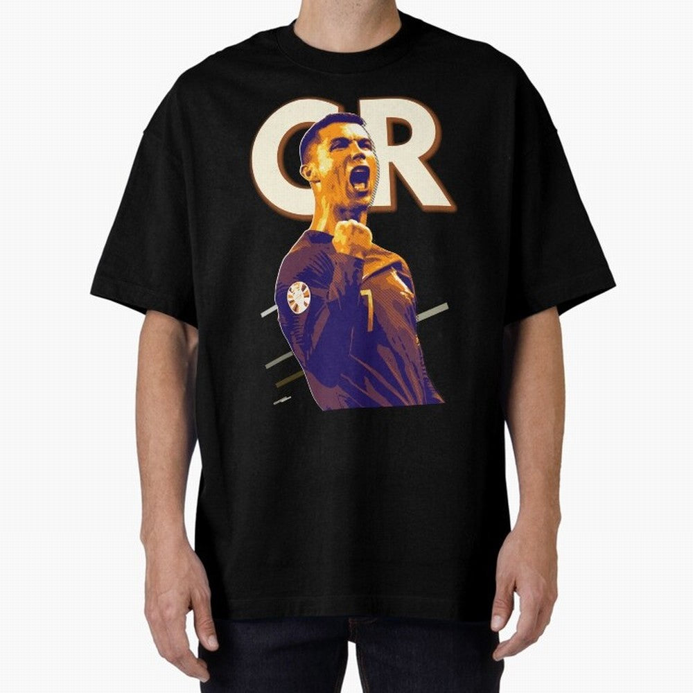 Cristiano Ronaldo Oversized T-Shirt Feel International Energy from FIFA World Cup 2026 USA Canada Mexico Spirit, Centered on Netherlands, Haaland and Mbappe, Championship Spirit, Famous Goals, Roaring Crowds and International Football Unity;