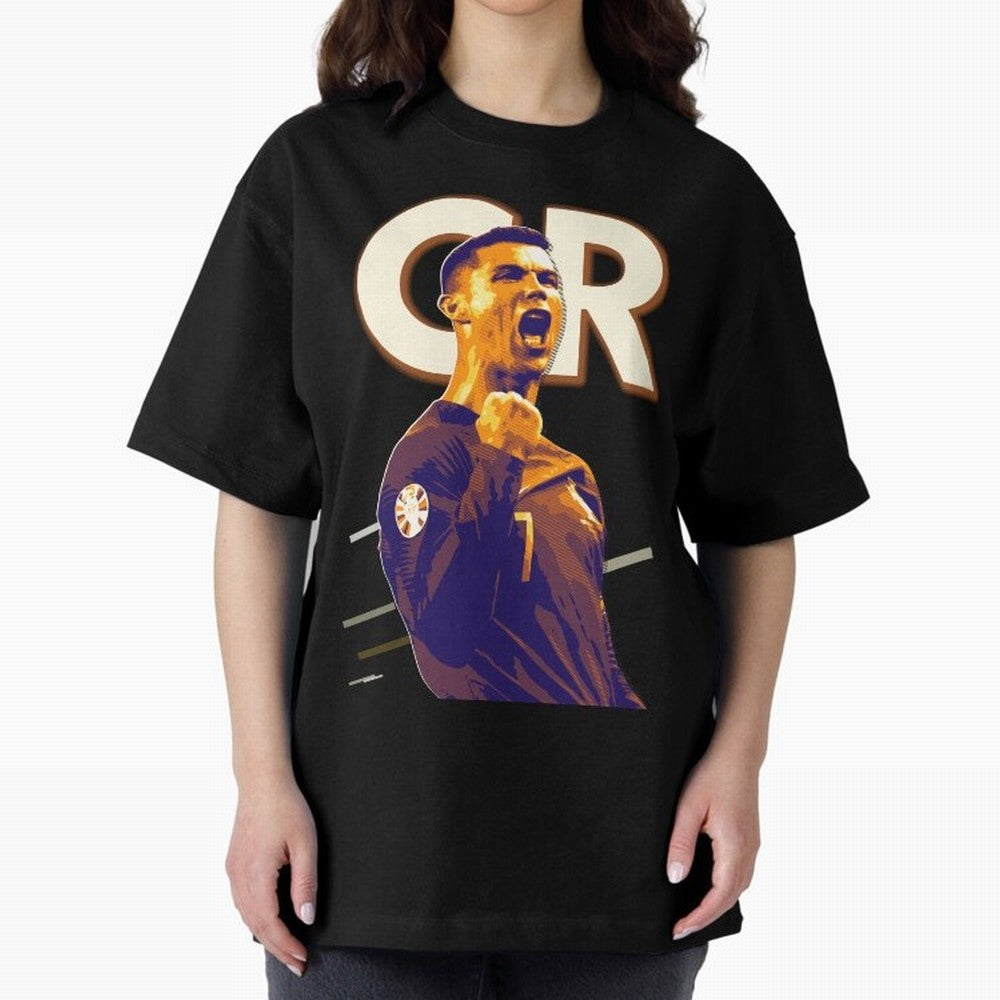 Cristiano Ronaldo Oversized T-Shirt Feel International Energy from FIFA World Cup 2026 USA Canada Mexico Spirit, Centered on Netherlands, Haaland and Mbappe, Championship Spirit, Famous Goals, Roaring Crowds and International Football Unity;