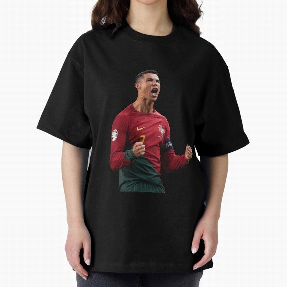 Cristiano Ronaldo T-Shirt Oversized T-Shirt Celebrate the Magic of FIFA World Cup 2026 USA Canada Mexico for Fans of Messi, Neymar and Mbappe and Argentina, France and Brazil, Bringing Vintage Soccer Flavor, Modern Football Stars, National Flags