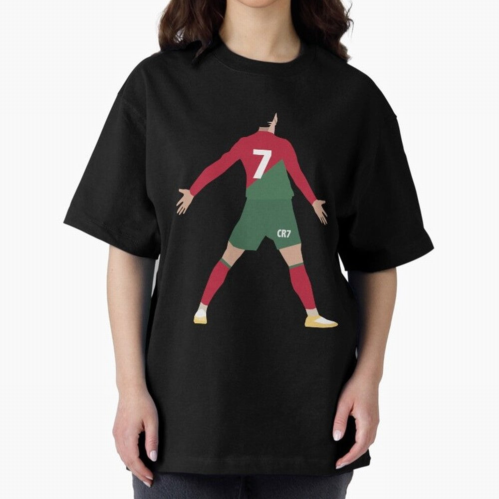 Cristiano Ronaldo illustration Oversized T-Shirt Show Love for Legendary Goals in FIFA World Cup 2026 USA Canada Mexico Spirit, with Argentina, Messi, Stadium Chants, National Pride, Trophy Dreams and Unforgettable Football Memories; Perfect for
