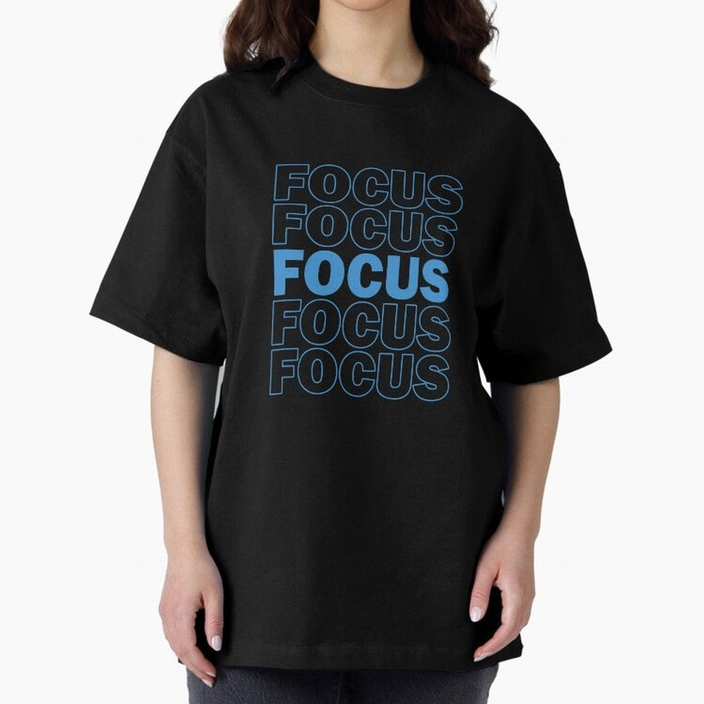 Focus Focus Focus (Blue) Oversized T-Shirt Spotlight Global Football Passion for FIFA World Cup 2026 Group Stage, Featuring Cristiano Ronaldo, Haaland and CR7, Brazil, Tournament Hype, Historic Matchups, Family Viewing Parties and Global Sports
