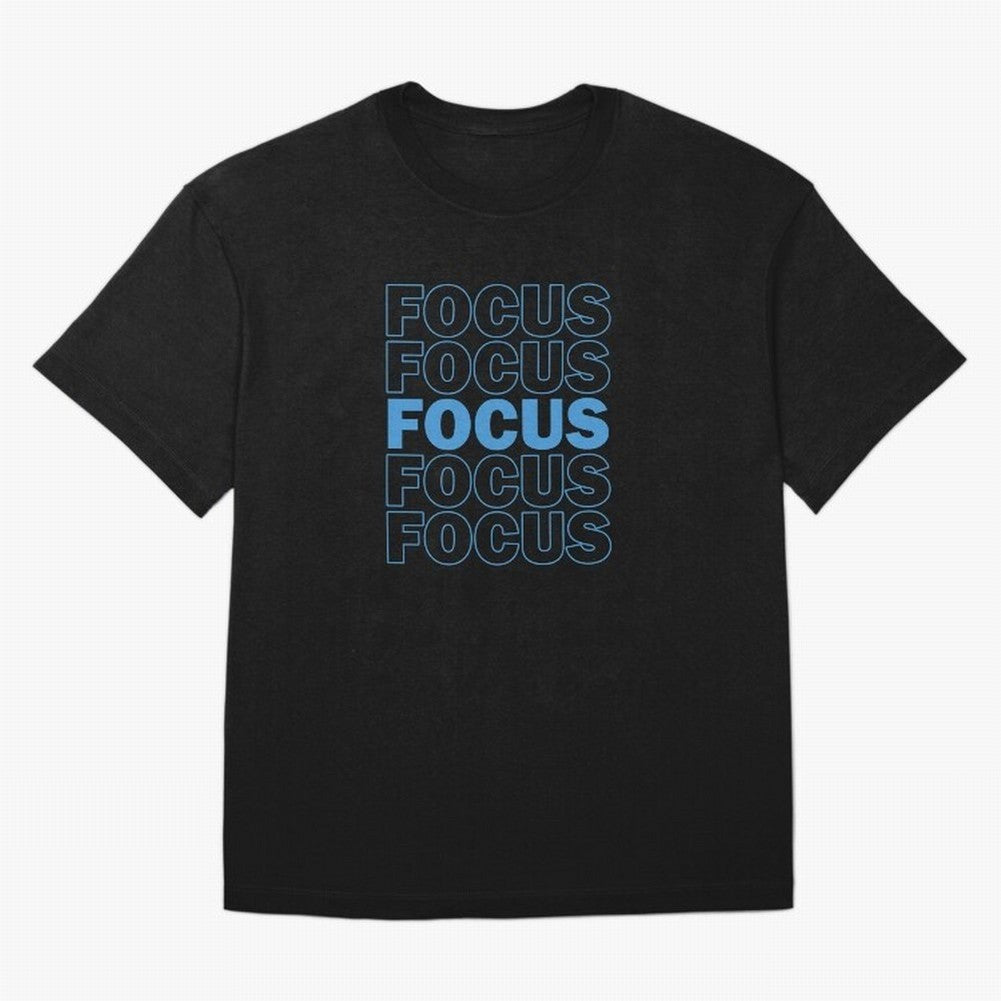 Focus Focus Focus (Blue) Oversized T-Shirt Spotlight Global Football Passion for FIFA World Cup 2026 Group Stage, Featuring Cristiano Ronaldo, Haaland and CR7, Brazil, Tournament Hype, Historic Matchups, Family Viewing Parties and Global Sports