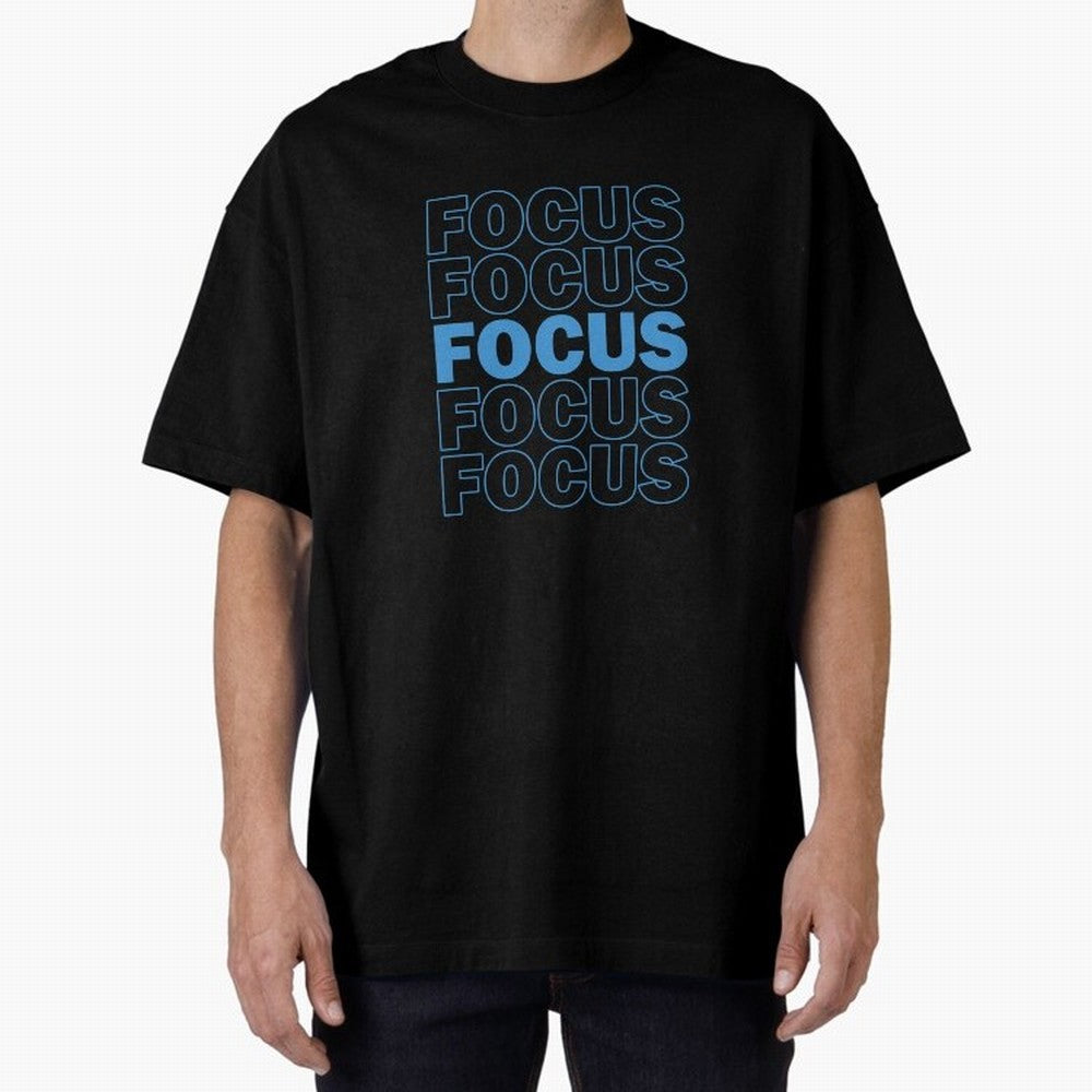 Focus Focus Focus (Blue) Oversized T-Shirt Spotlight Global Football Passion for FIFA World Cup 2026 Group Stage, Featuring Cristiano Ronaldo, Haaland and CR7, Brazil, Tournament Hype, Historic Matchups, Family Viewing Parties and Global Sports