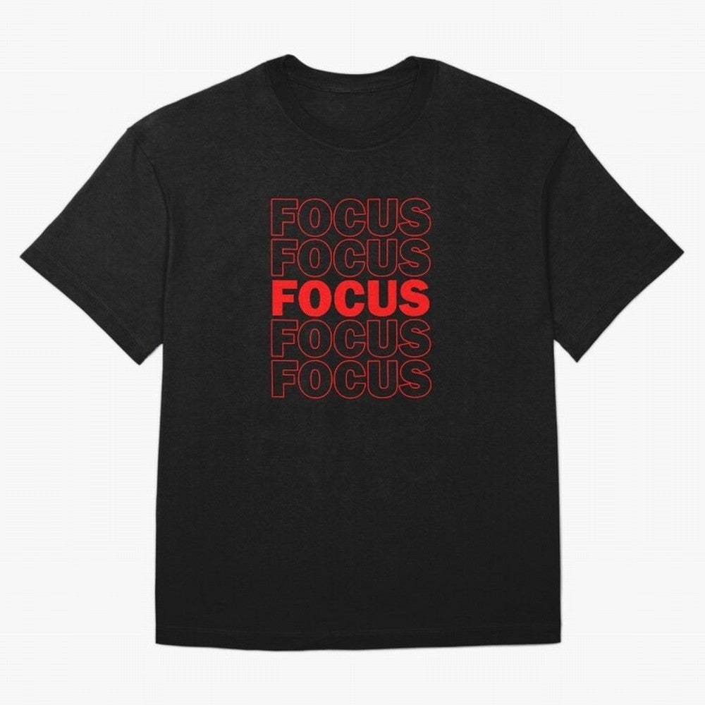 Focus Focus Focus (Red) Oversized T-Shirt Show Match Day Excitement for Global Football Passion for FIFA World Cup 2026 USA Canada Mexico, Celebrating Cristiano Ronaldo, Haaland and CR7, England, France and Netherlands, Sports Nostalgia,