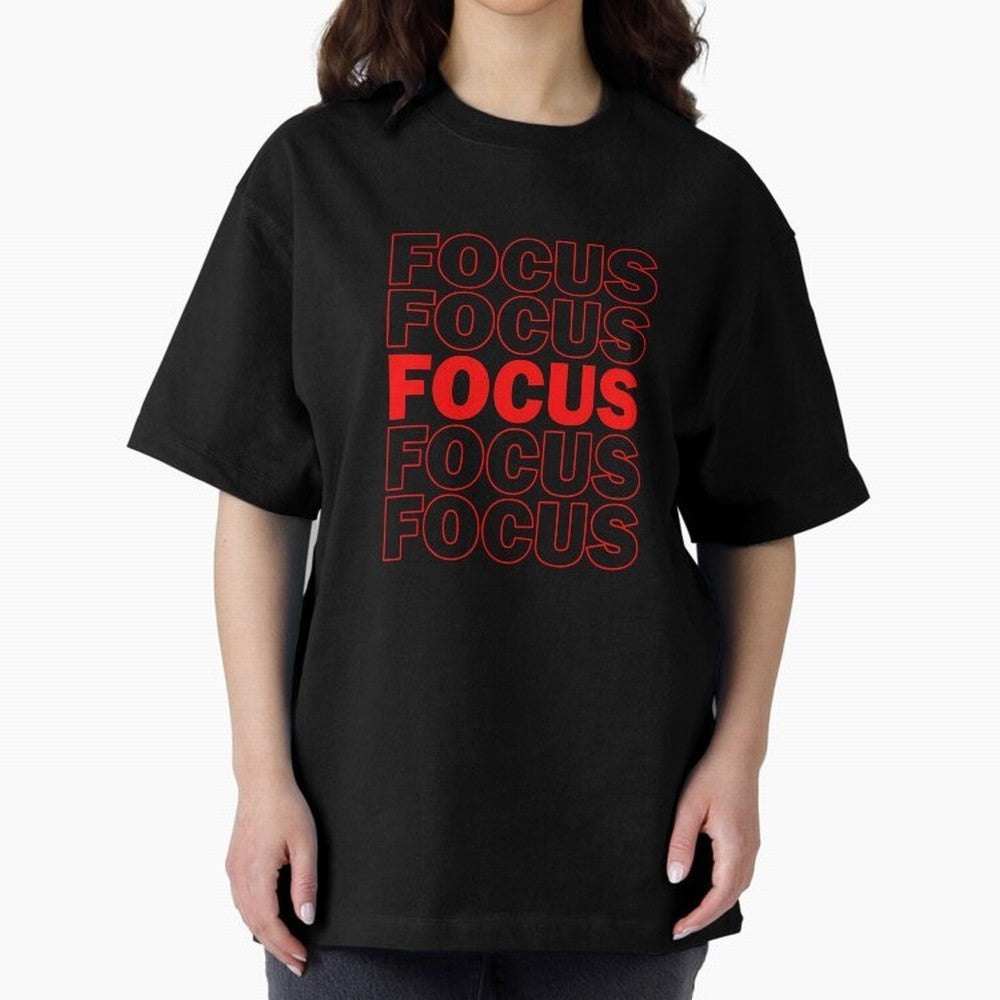Focus Focus Focus (Red) Oversized T-Shirt Show Match Day Excitement for Global Football Passion for FIFA World Cup 2026 USA Canada Mexico, Celebrating Cristiano Ronaldo, Haaland and CR7, England, France and Netherlands, Sports Nostalgia,