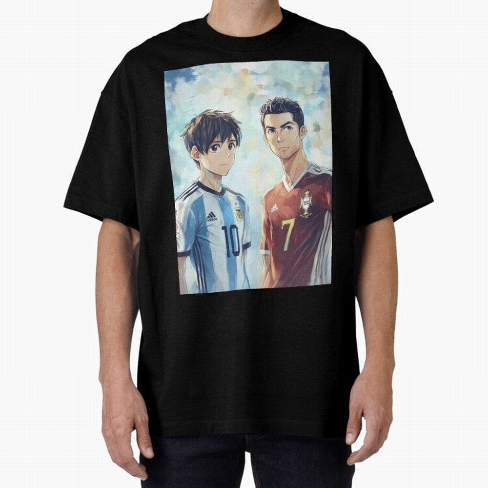 Lionel Messi and Cristiano Ronaldo Oversized T-Shirt Treasure the FIFA World Cup 2026 Group Stage Journey through Mbappe Highlights, Netherlands Pride, Stadium Memories, Football Loyalty, International Chants and Championship Tradition; Great for