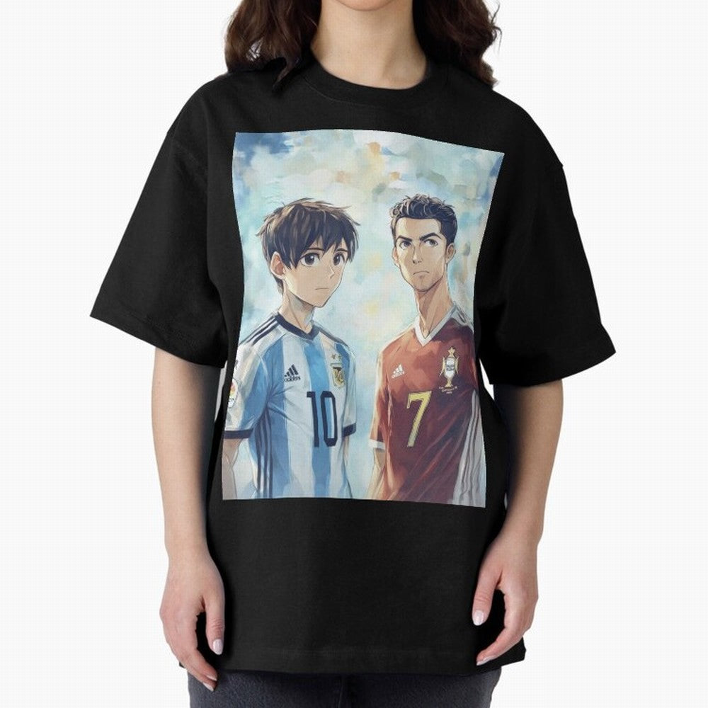 Lionel Messi and Cristiano Ronaldo Oversized T-Shirt Treasure the FIFA World Cup 2026 Group Stage Journey through Mbappe Highlights, Netherlands Pride, Stadium Memories, Football Loyalty, International Chants and Championship Tradition; Great for