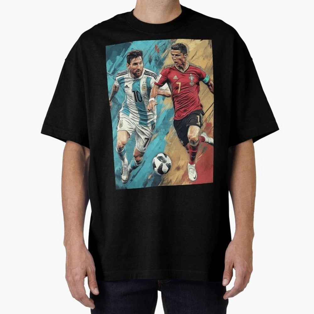 Lionel Messi and Cristiano Ronaldo Oversized T-Shirt Feel FIFA World Cup 2026 USA Canada Mexico Connected to Haaland and Mbappe, Argentina and Brazil Energy, Football History, Final Match Energy, Crowd Noise and Once in a Lifetime Moments; Ideal
