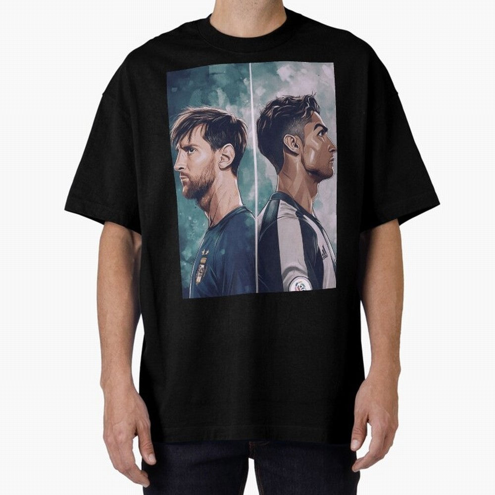 Lionel Messi and Cristiano Ronaldo Oversized T-Shirt Feel the Heartbeat of FIFA World Cup 2026 Group Stage Celebrating Mbappe, Spain and Netherlands Energy, Worldwide Fan Energy, Dramatic Goals, Stadium Lights and Championship Celebrations; Made