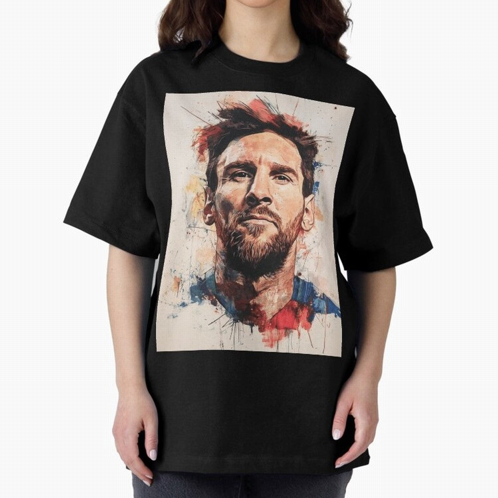 Lionel Messi Oversized T-Shirt Relive Legendary Nights from FIFA World Cup 2026 USA Canada Mexico Highlighting Haaland and Mbappe, Spain and Netherlands Energy, Football Passion, Legendary Performances, Festival Vibes and Supporter Community;