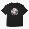 Football Soccer Ball Watercolor Illustration Drawing (Gray Blue BG) Oversized T-Shirt Keep the Match Day Mood of FIFA World Cup 2026 USA Canada Mexico for Fans of CR7 and Messi and Argentina, Bringing Soccer Culture, Superstar Moments, National