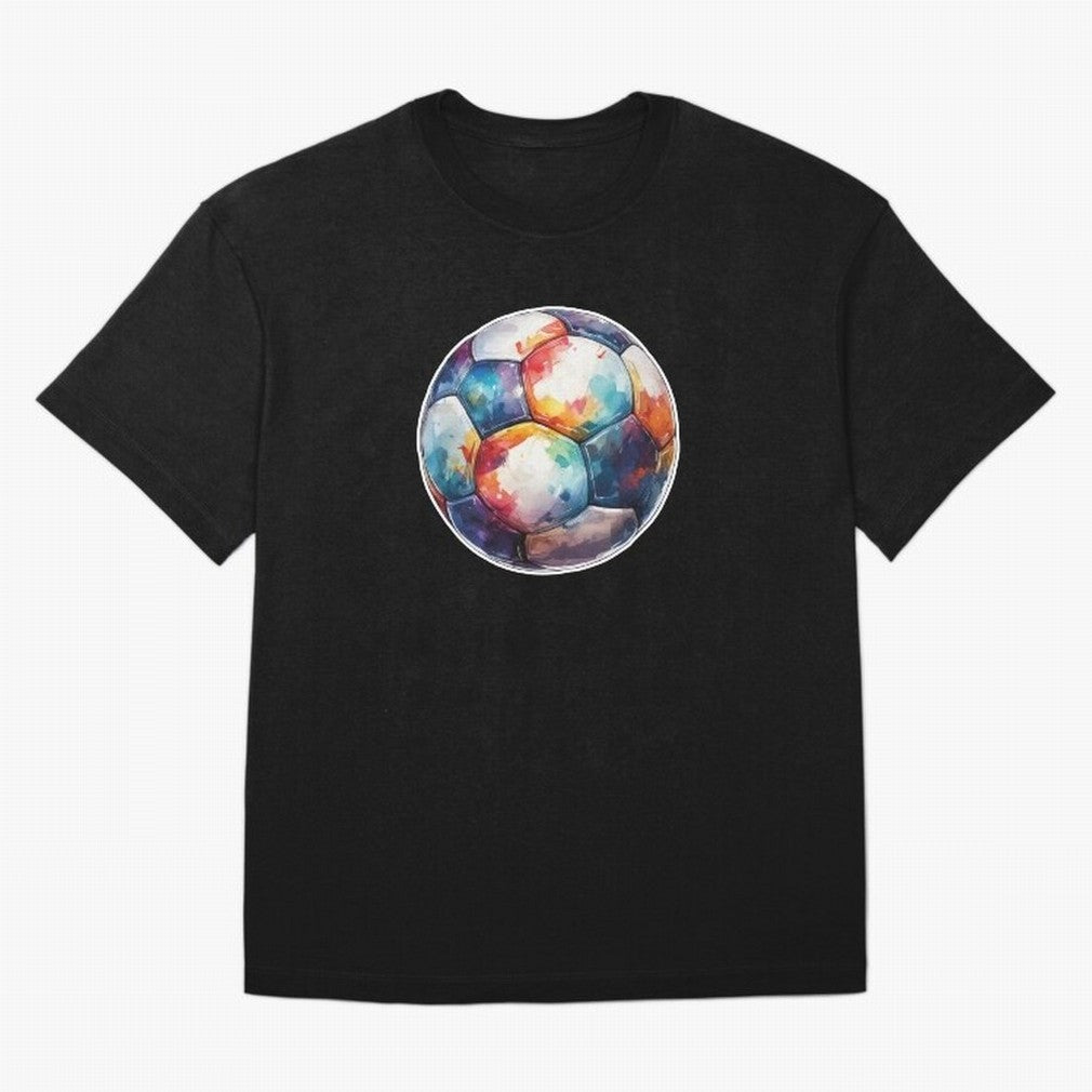 Football Soccer Ball Watercolor Illustration Drawing (Gray Blue BG) Oversized T-Shirt Keep the Match Day Mood of FIFA World Cup 2026 USA Canada Mexico for Fans of CR7 and Messi and Argentina, Bringing Soccer Culture, Superstar Moments, National