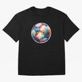 Football Soccer Ball Watercolor Illustration Drawing (Light Red BG) Oversized T-Shirt Show Up for the Glory of FIFA World Cup 2026 USA Canada Mexico Spirit, with Brazil, Portugal and Argentina, Haaland and Mbappe, Vintage Soccer Flavor, Modern