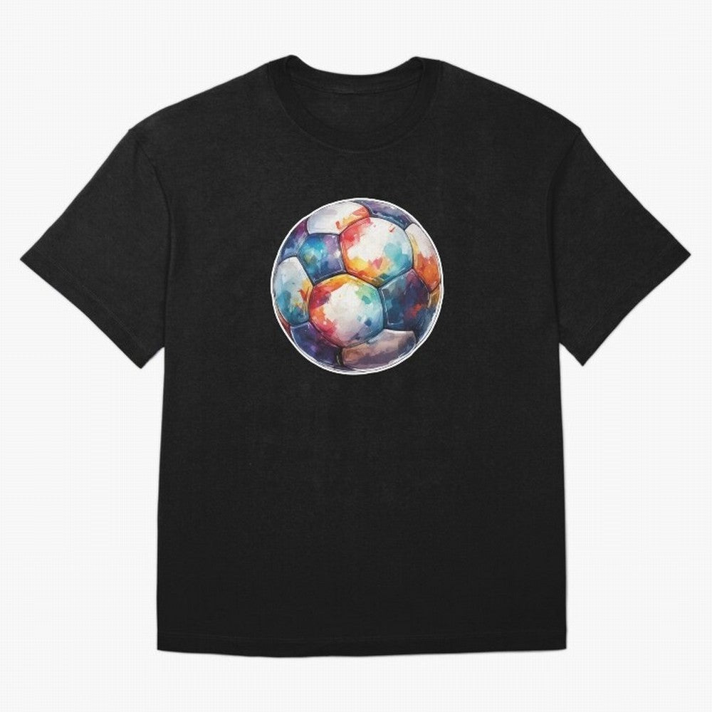 Football Soccer Ball Watercolor Illustration Drawing (Light Red BG) Oversized T-Shirt Show Up for the Glory of FIFA World Cup 2026 USA Canada Mexico Spirit, with Brazil, Portugal and Argentina, Haaland and Mbappe, Vintage Soccer Flavor, Modern