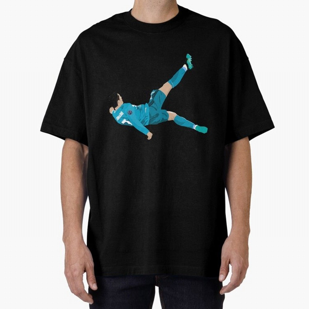 Cristiano Ronaldo Bicycle Kick Oversized T-Shirt Celebrate Unforgettable Nights in Global Football Passion for FIFA World Cup 2026 Group Stage, Built around CR7 and Messi, Brazil, Portugal and Argentina, Football Passion, Legendary Performances,