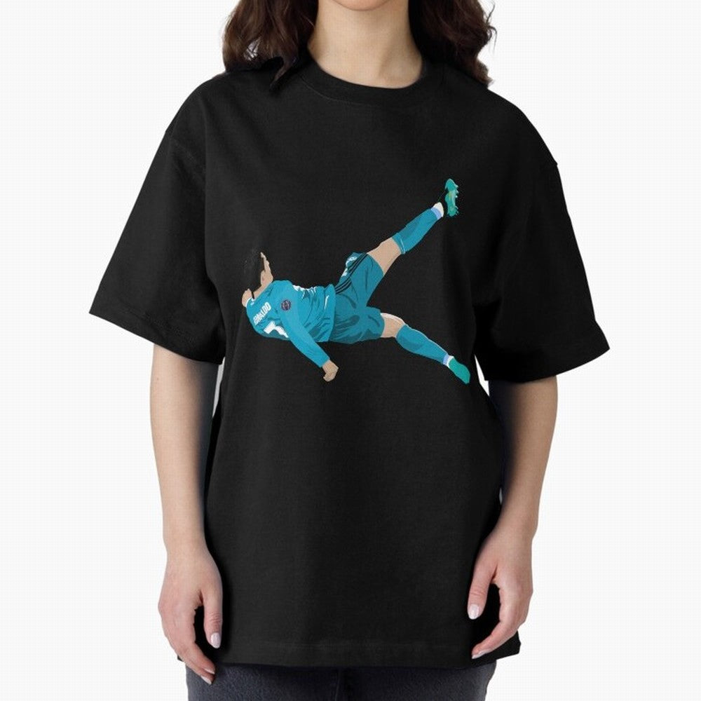 Cristiano Ronaldo Bicycle Kick Oversized T-Shirt Celebrate Unforgettable Nights in Global Football Passion for FIFA World Cup 2026 Group Stage, Built around CR7 and Messi, Brazil, Portugal and Argentina, Football Passion, Legendary Performances,