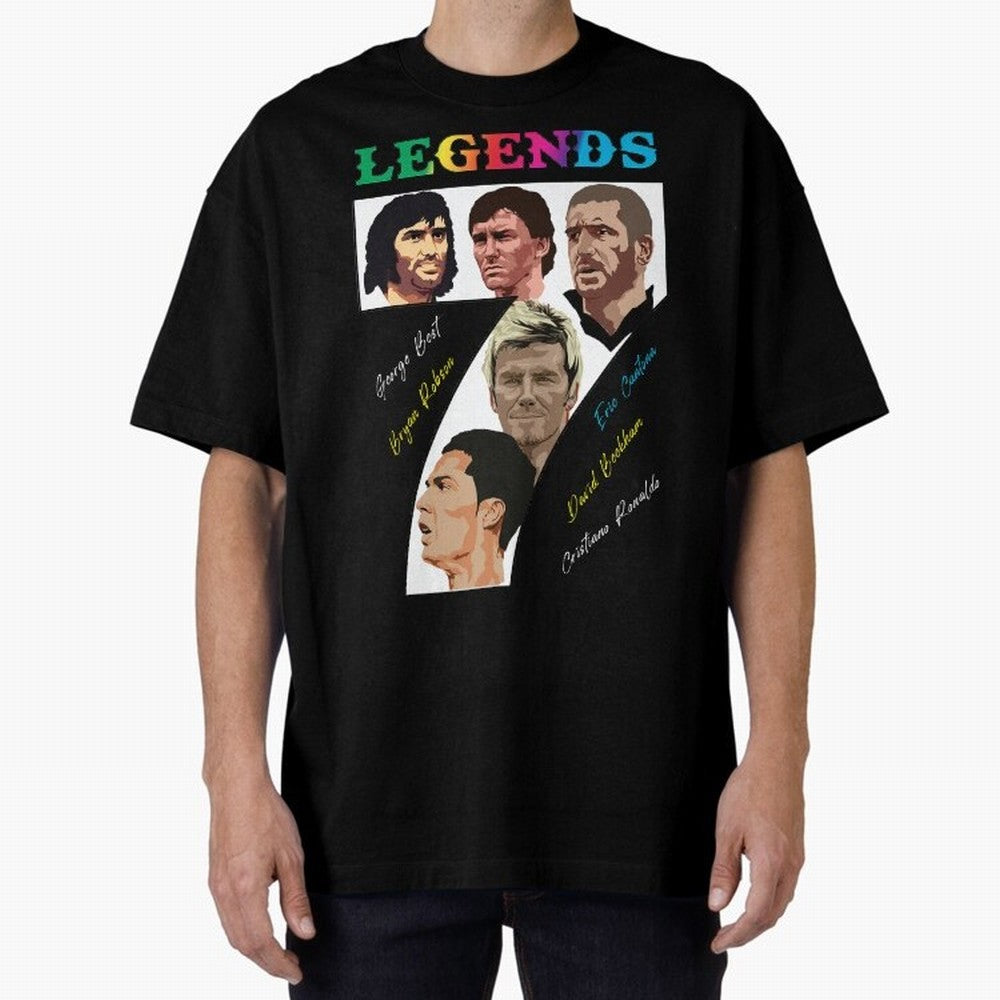 LEGENDS OF FOOTBALL Oversized T-Shirt Show Your Love for FIFA World Cup 2026 USA Canada Mexico Spirit, Highlighting France and Portugal, Mbappe, Championship Spirit, Famous Goals, Roaring Crowds and International Football Unity; Perfect for People