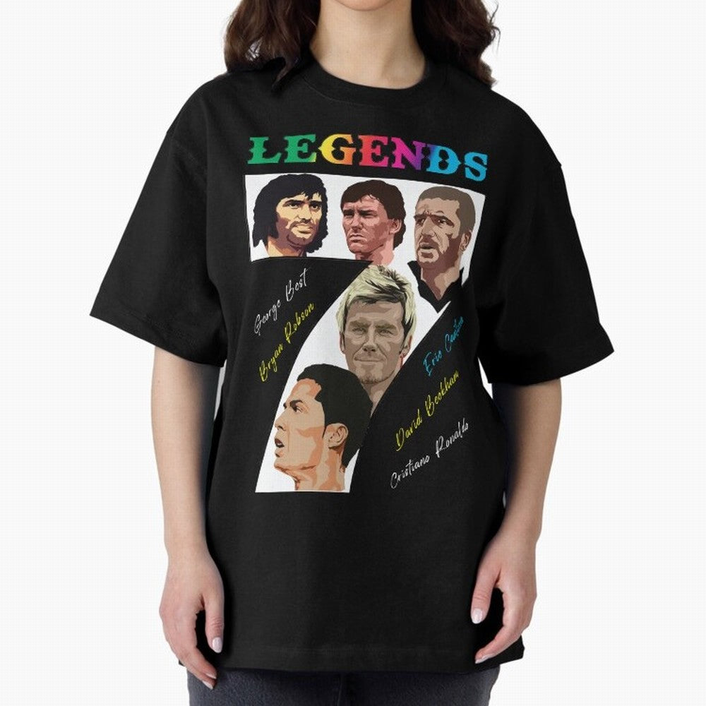 LEGENDS OF FOOTBALL Oversized T-Shirt Show Your Love for FIFA World Cup 2026 USA Canada Mexico Spirit, Highlighting France and Portugal, Mbappe, Championship Spirit, Famous Goals, Roaring Crowds and International Football Unity; Perfect for People