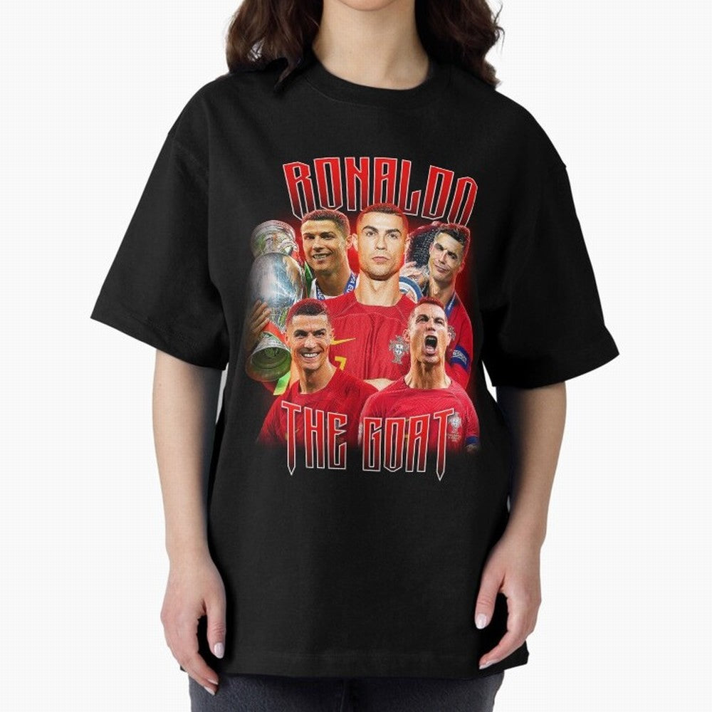 Cristiano Ronaldo Vintage Style Tee, Bootleg Tee, Bootleg T Shirt, Rap Tee Oversized T-Shirt Show Your Stadium Side during Global Football Passion for FIFA World Cup 2026 Group Stage, Filled with Messi, Neymar and Mbappe, Brazil, Football History,