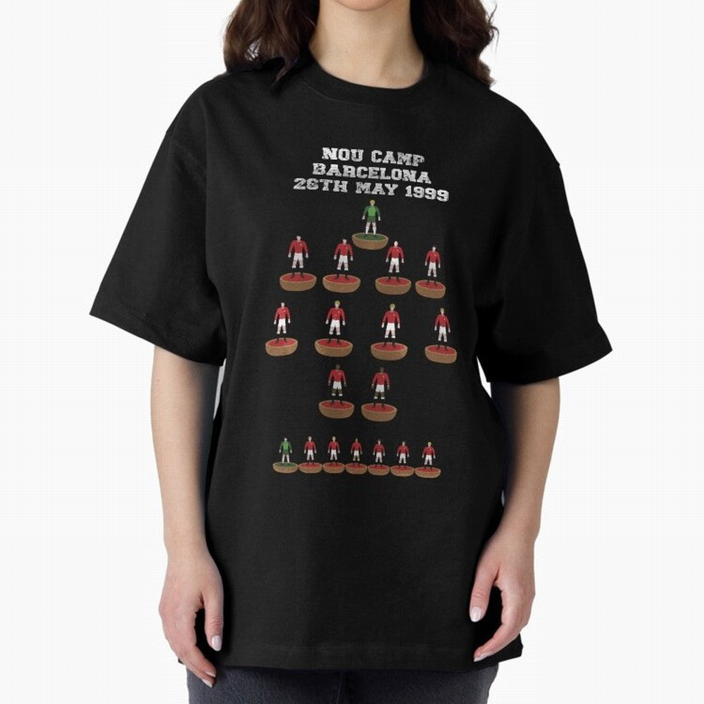 Manchester United Champions League 1999 Oversized T-Shirt Relive Legendary Nights from Match Day Hype around FIFA World Cup 2026 Group Stage, Mbappe, Netherlands, Classic Soccer Heritage, Championship Pressure, Fan Loyalty and International Pride;