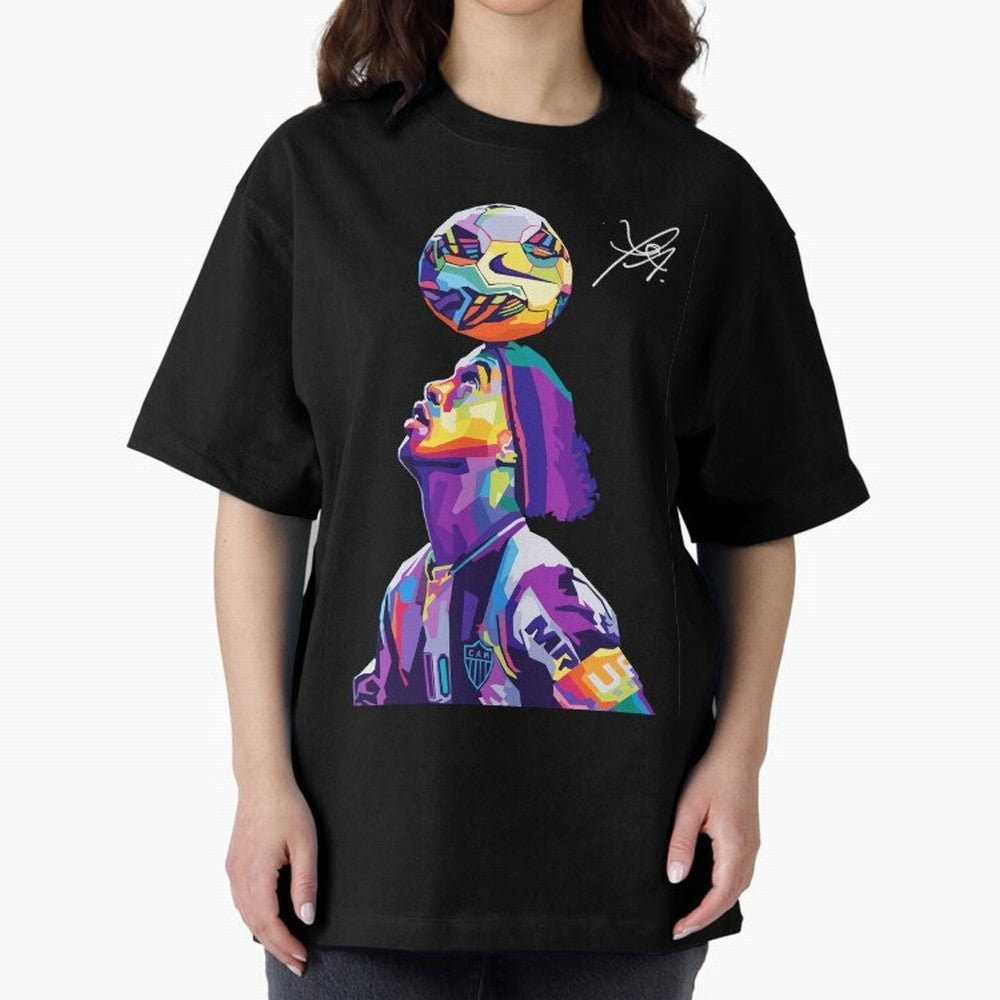 Ronaldinho Wpap Pop Art Oversized T-Shirt Fuel Your Fan Pride for FIFA World Cup 2026 for Fans of Mbappe and Neymar and Portugal, Bringing Championship Spirit, Famous Goals, Roaring Crowds and International Football Unity; Ideal for Passionate Fans
