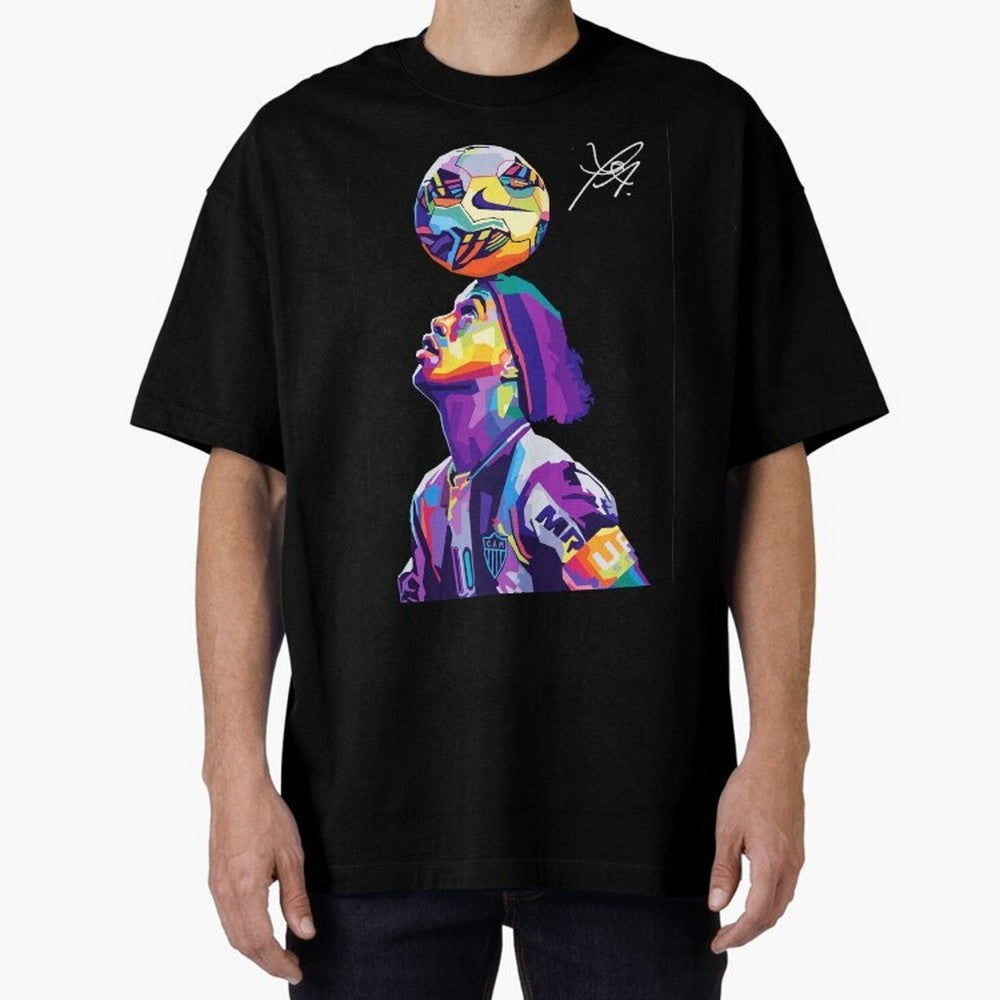 Ronaldinho Wpap Pop Art Oversized T-Shirt Fuel Your Fan Pride for FIFA World Cup 2026 for Fans of Mbappe and Neymar and Portugal, Bringing Championship Spirit, Famous Goals, Roaring Crowds and International Football Unity; Ideal for Passionate Fans