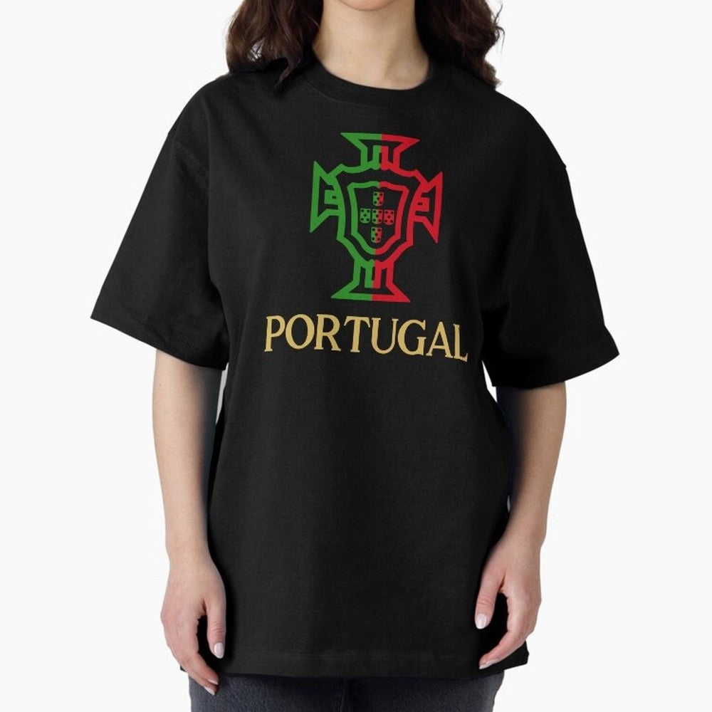 Portugal Tuga Gold Oversized T-Shirt Cheer for FIFA World Cup 2026 USA Canada Mexico Inspired by Messi, CR7 and Mbappe, Brazil, Portugal and Argentina Energy, Football Passion, Legendary Performances, Festival Vibes and Supporter Community; Perfect
