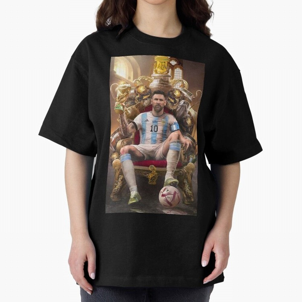 Lionel Messi Oversized T-Shirt Celebrate the Magic of the FIFA World Cup 2026 Journey through Messi and Cristiano Ronaldo Highlights, Brazil Pride, Goal Celebration Energy, Supporter Heritage, Football Icons and Worldwide Tournament Joy; Great for