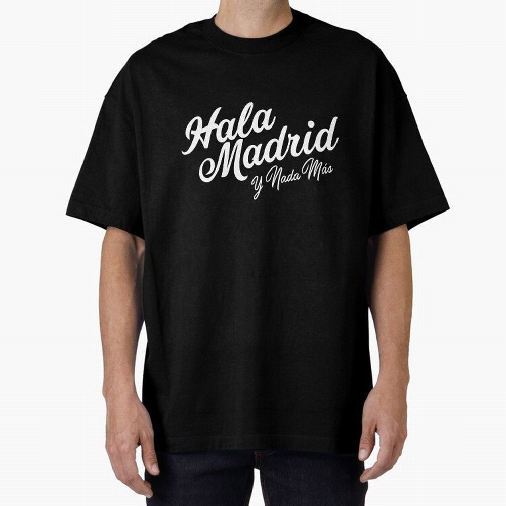 HALA MADRID Oversized T-Shirt Feel the Trophy Chase of Global Football Passion for FIFA World Cup 2026, Filled with Cristiano Ronaldo, Haaland and CR7, Portugal, Vintage Soccer Flavor, Modern Football Stars, National Flags and Final Night Emotion;