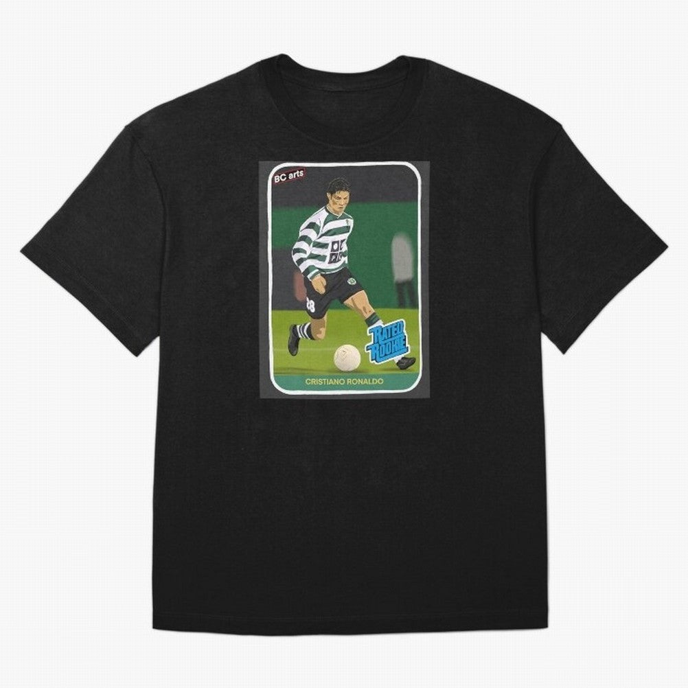 Sporting Lisbon Cristiano Ronaldo Rookie Card Artwork Oversized T-Shirt Capture Global Football Passion for FIFA World Cup 2026 Group Stage, Inspired by Neymar, Haaland and Cristiano Ronaldo, England, France and Netherlands, Global Supporter
