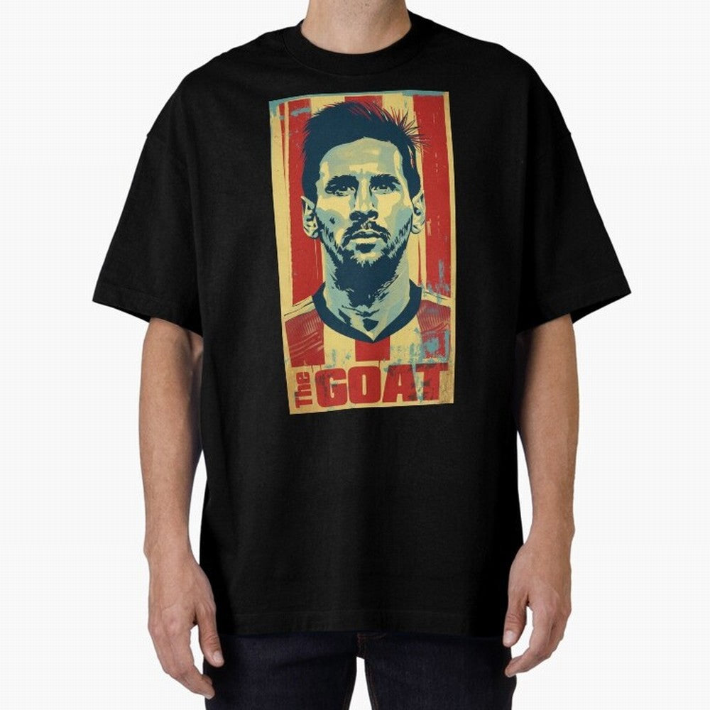 Messi The GOAT Graphic poster design Oversized T-Shirt Spotlight the FIFA World Cup 2026 Group Stage Journey through Messi and Cristiano Ronaldo Highlights, Argentina Pride, Tournament Hype, Historic Matchups, Family Viewing Parties and Global