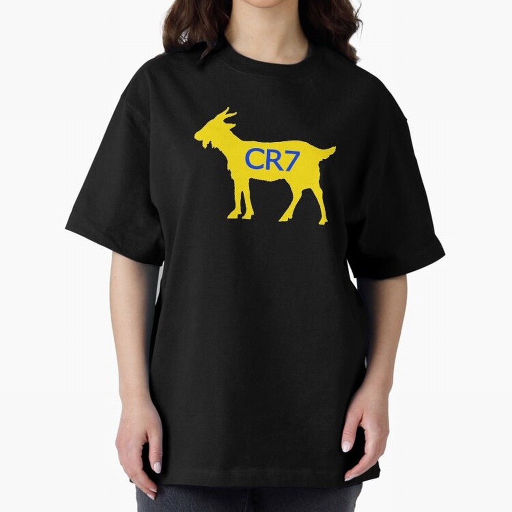 CR7 GOAT Yellow Al Nassr Oversized T-Shirt Join FIFA World Cup 2026 Made for Messi and Cristiano Ronaldo, England Energy, Vintage Soccer Flavor, Modern Football Stars, National Flags and Final Night Emotion; Ideal for Fans Who Follow Messi,