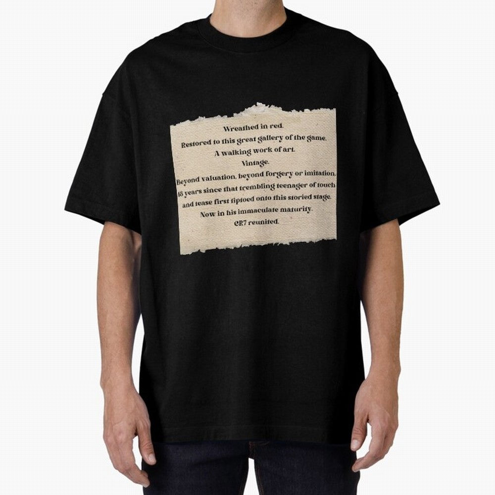 Cristiano Ronaldo Peter Drury Oversized T-Shirt Celebrate the Road through FIFA World Cup 2026 USA Canada Mexico Capturing Cristiano Ronaldo, Haaland and CR7, Argentina and Brazil Energy, Football Festival Excitement, Trophy Ambitions, Country