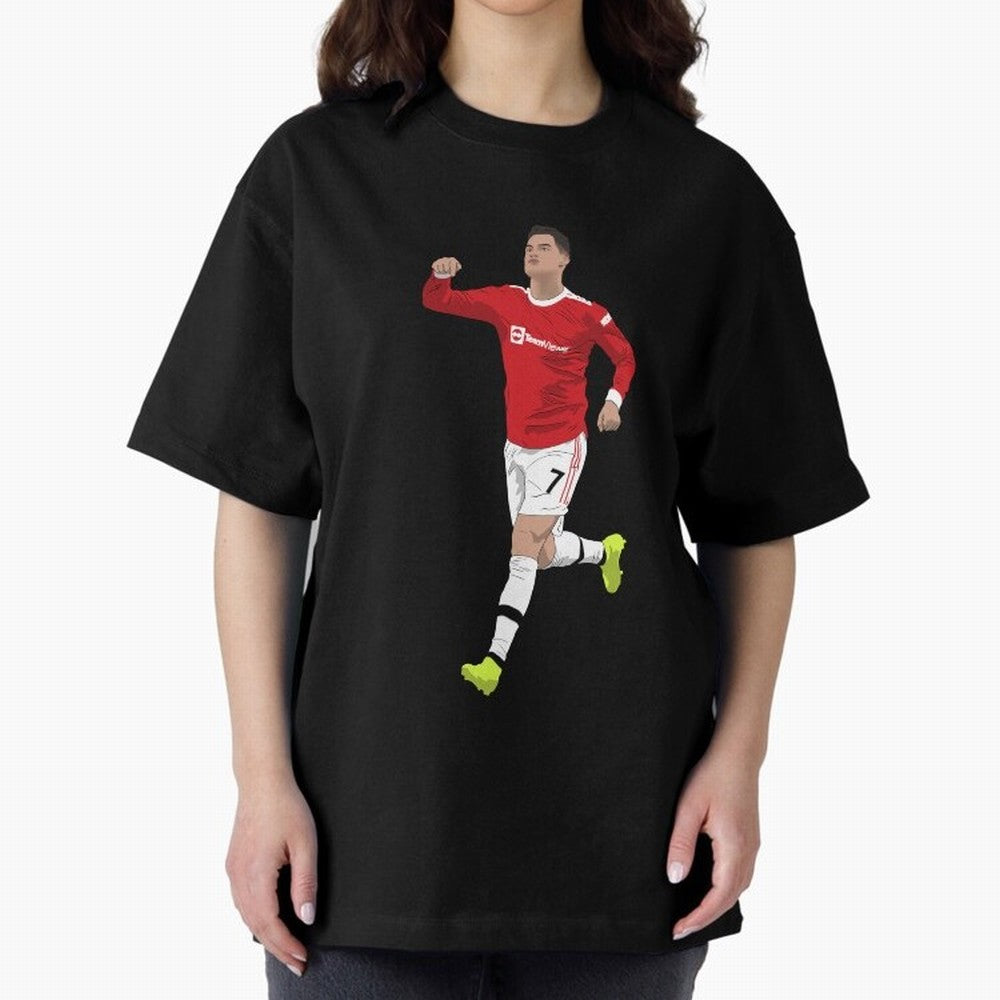 Cristiano Ronaldo Right Here Goal Celebration Oversized T-Shirt Live the Energy of FIFA World Cup 2026 Group Stage Spirit, Celebrating Argentina and Brazil, Messi, CR7 and Mbappe, Vintage Soccer Flavor, Modern Football Stars, National Flags and
