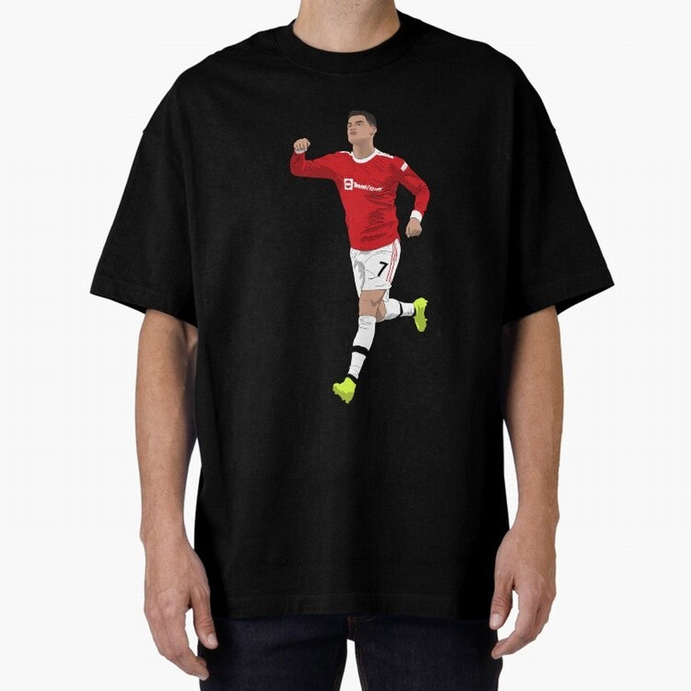 Cristiano Ronaldo Right Here Goal Celebration Oversized T-Shirt Live the Energy of FIFA World Cup 2026 Group Stage Spirit, Celebrating Argentina and Brazil, Messi, CR7 and Mbappe, Vintage Soccer Flavor, Modern Football Stars, National Flags and