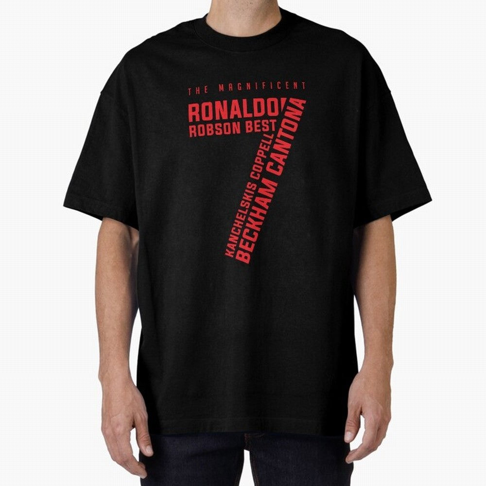 The Magnificent Seven - Man Utd Oversized T-Shirt Show Fan Pride Across FIFA World Cup 2026 Group Stage for Fans of Cristiano Ronaldo, Haaland and CR7 and Germany, Bringing Stadium Chants, National Pride, Trophy Dreams and Unforgettable Football