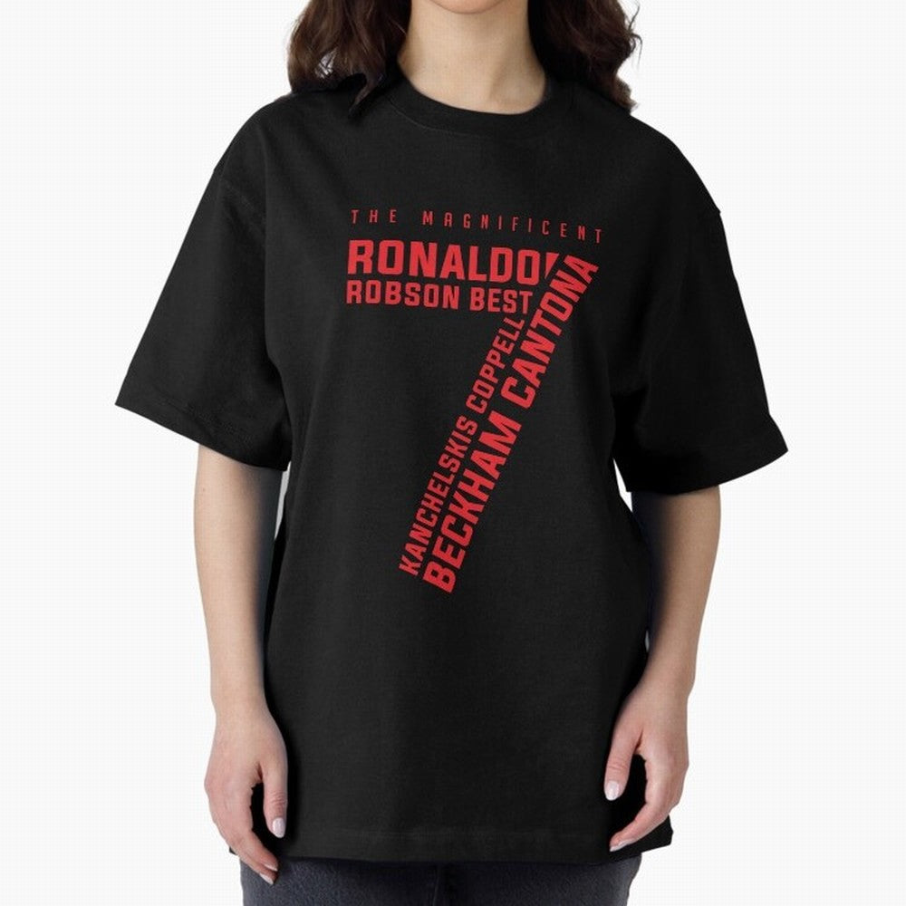 The Magnificent Seven - Man Utd Oversized T-Shirt Show Fan Pride Across FIFA World Cup 2026 Group Stage for Fans of Cristiano Ronaldo, Haaland and CR7 and Germany, Bringing Stadium Chants, National Pride, Trophy Dreams and Unforgettable Football