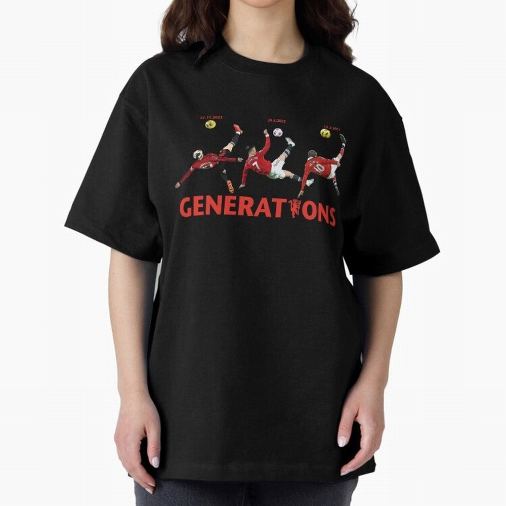 Generations of Manchester United Oversized T-Shirt Celebrate the Next Chapter of Global Football Passion for FIFA World Cup 2026 USA Canada Mexico, with Haaland, Portugal, Global Supporter Spirit, Legendary Goals, National Colors and Tournament