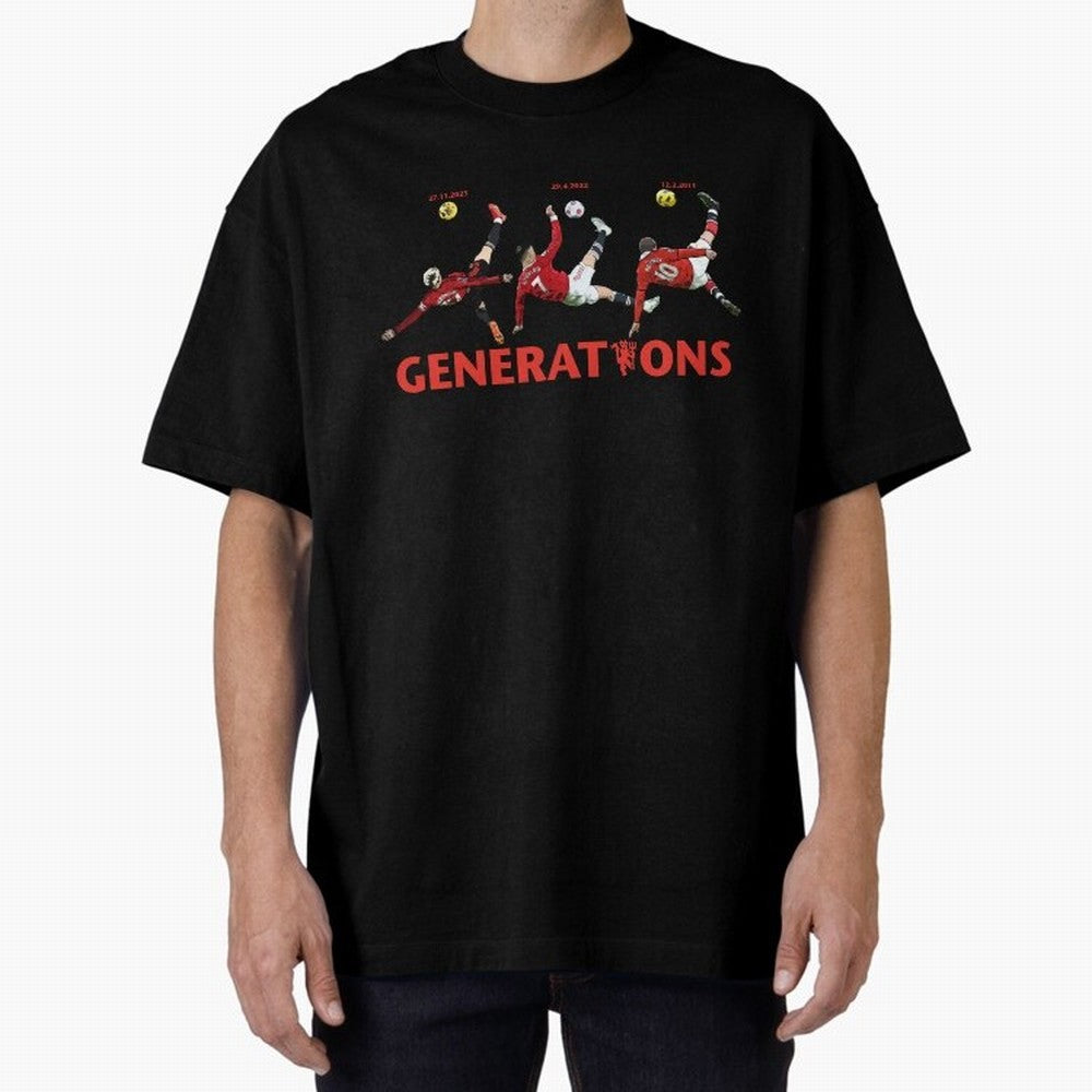 Generations of Manchester United Oversized T-Shirt Celebrate the Next Chapter of Global Football Passion for FIFA World Cup 2026 USA Canada Mexico, with Haaland, Portugal, Global Supporter Spirit, Legendary Goals, National Colors and Tournament