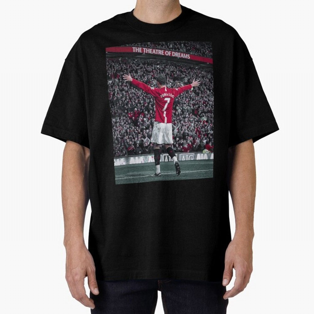 Cristiano Ronaldo Manchester United Oversized T-Shirt Honor Match Day Hype around FIFA World Cup 2026, Haaland and Mbappe, France, Sports Nostalgia, International Competition, Famous Players and Unforgettable Victories; Perfect for Fans,
