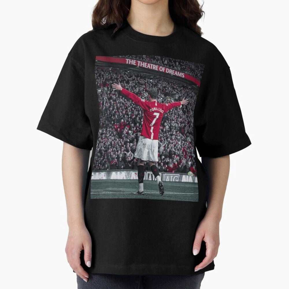 Cristiano Ronaldo Manchester United Oversized T-Shirt Honor Match Day Hype around FIFA World Cup 2026, Haaland and Mbappe, France, Sports Nostalgia, International Competition, Famous Players and Unforgettable Victories; Perfect for Fans,