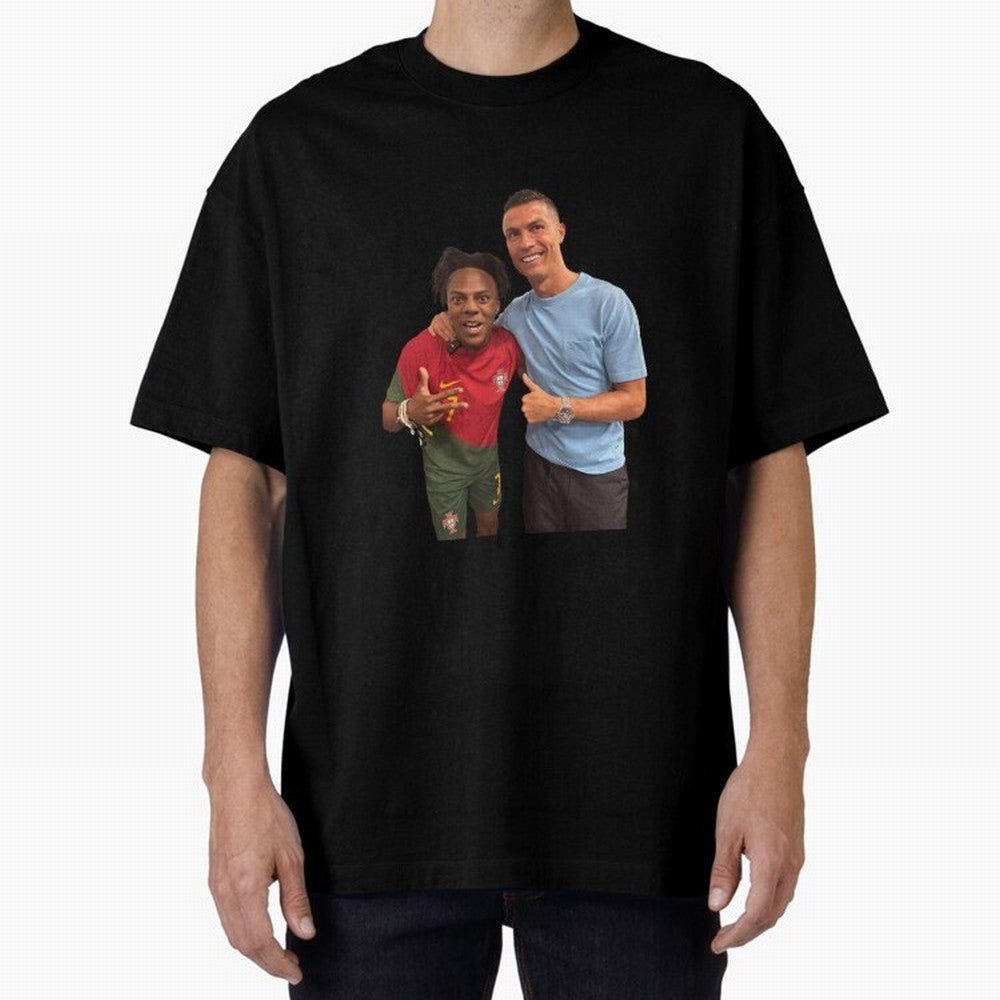 ISHOWSPEED MET RONALDO Oversized T-Shirt Showcase FIFA World Cup 2026 Spirit, Built around Argentina and Brazil, Mbappe and Neymar, Championship Spirit, Famous Goals, Roaring Crowds and International Football Unity; Built for Supporters Chasing